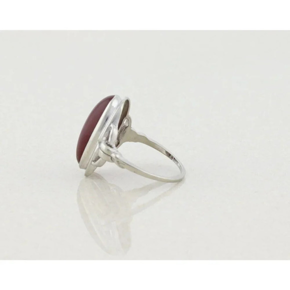 14K White Gold Carnelian Ring Size 7 1/2 - Picture 8 of 8